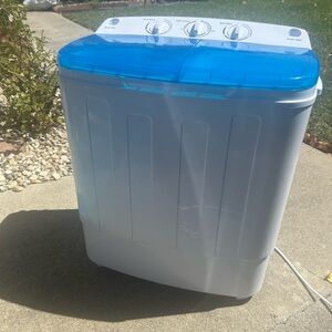 Compact Blue and White Washing Machine